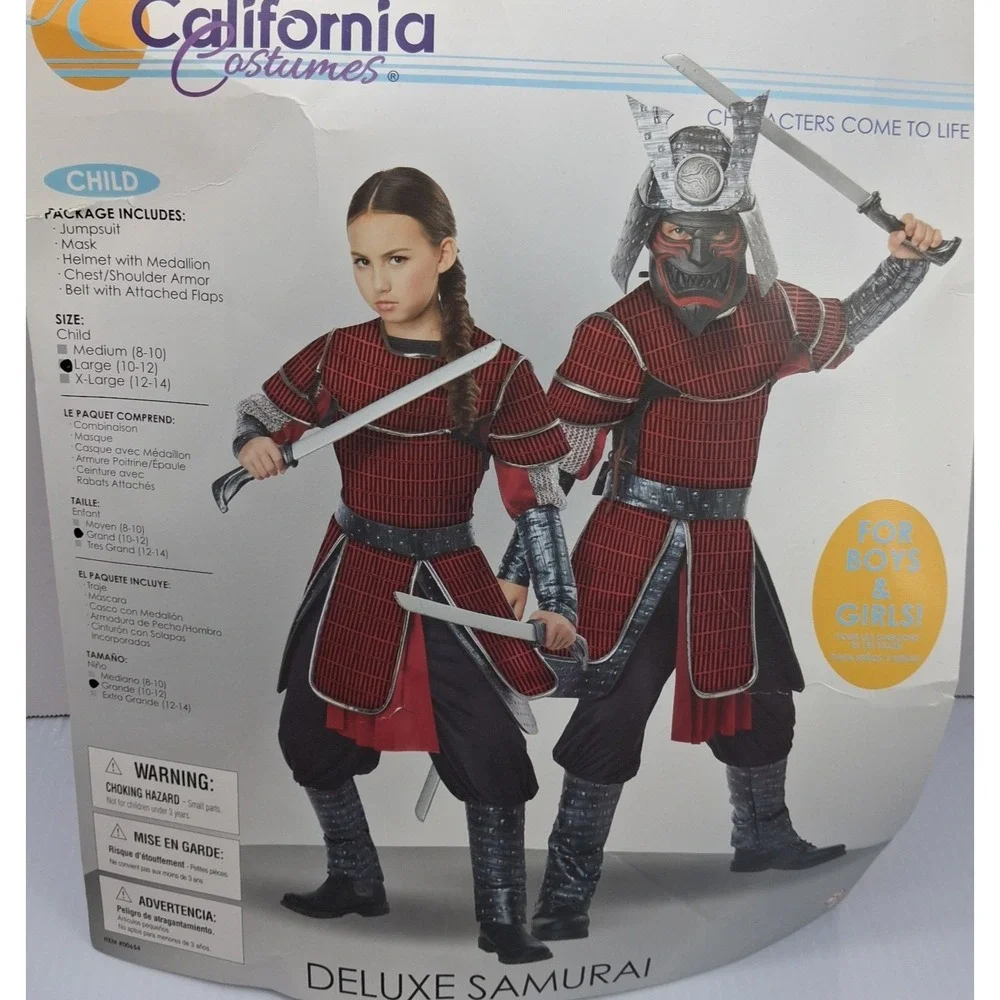 Deluxe Samurai Costume Halloween Child L 10-12 Cosplay Theater Asian Warrior